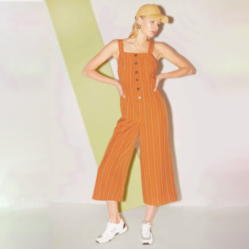 ASTR Baseline Papaya Stripe Jumpsuit